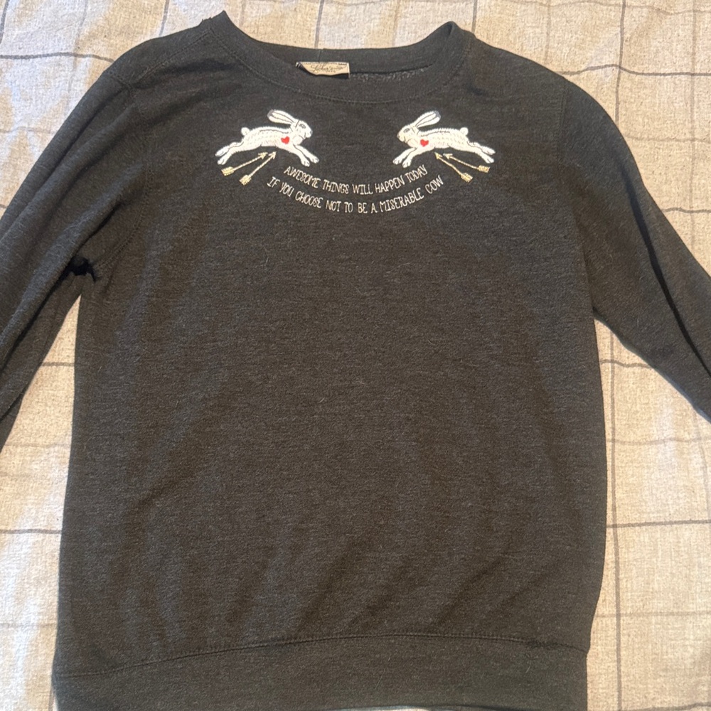 Dark Gray Sweater with Embroidered Design